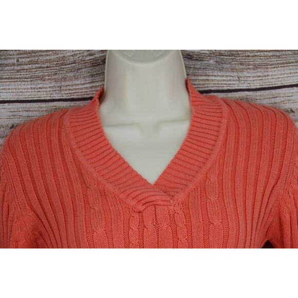 Y2K Faded Glory Womens Size Medium 8-10 Ribbed Knit V-Neck 3/4 Sleeve Sweater - Picture 2 of 6